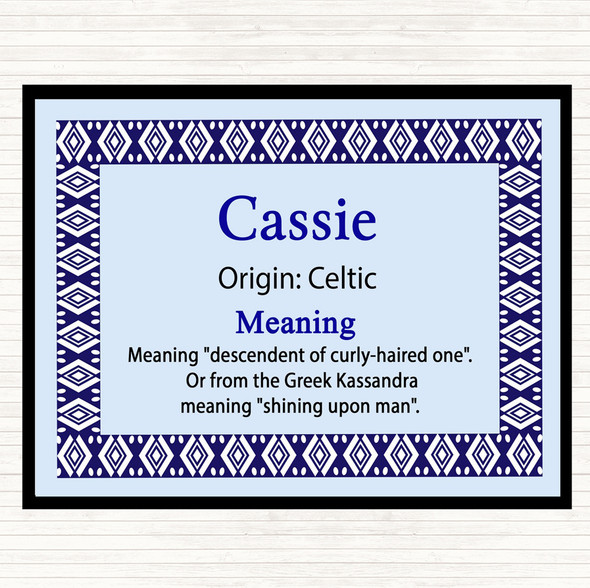 Cassie Name Meaning Dinner Table Placemat Blue