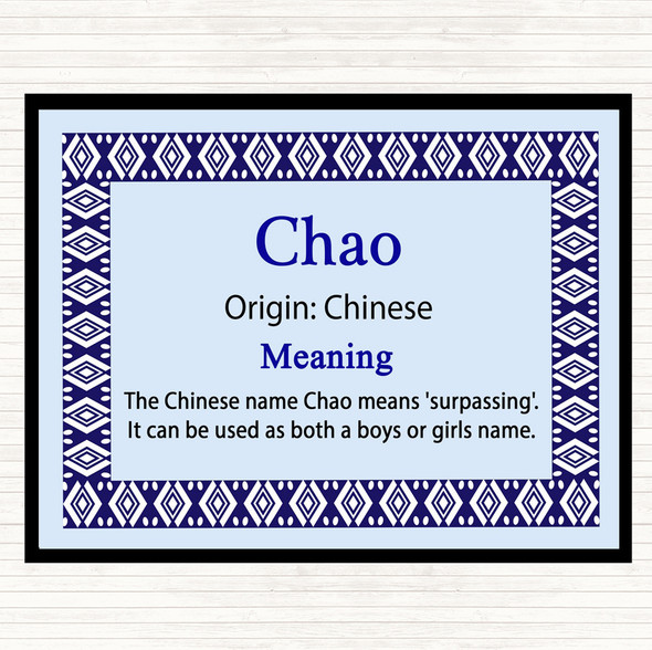 Chao Name Meaning Dinner Table Placemat Blue