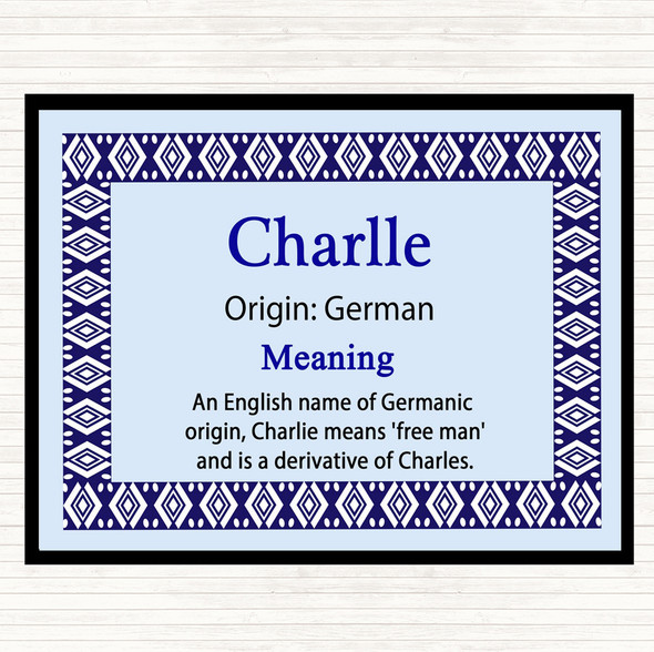 Charlle Name Meaning Dinner Table Placemat Blue