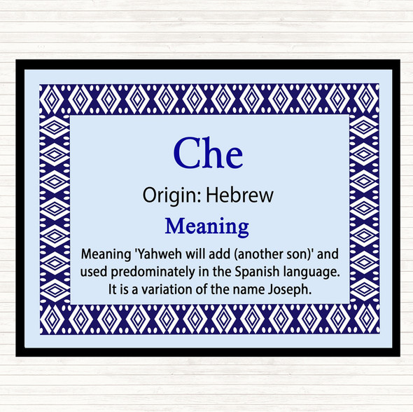 Che Name Meaning Dinner Table Placemat Blue