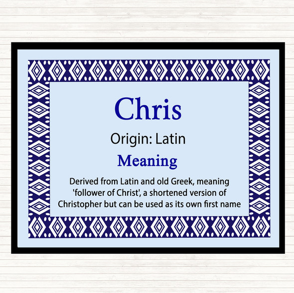 Chris Name Meaning Dinner Table Placemat Blue