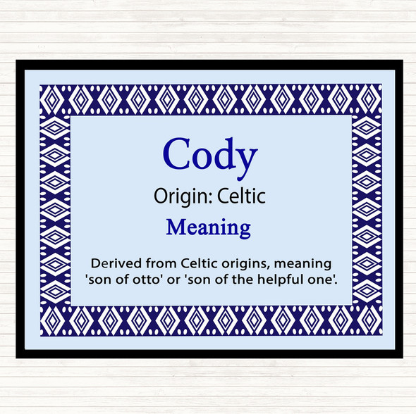 Cody Name Meaning Dinner Table Placemat Blue