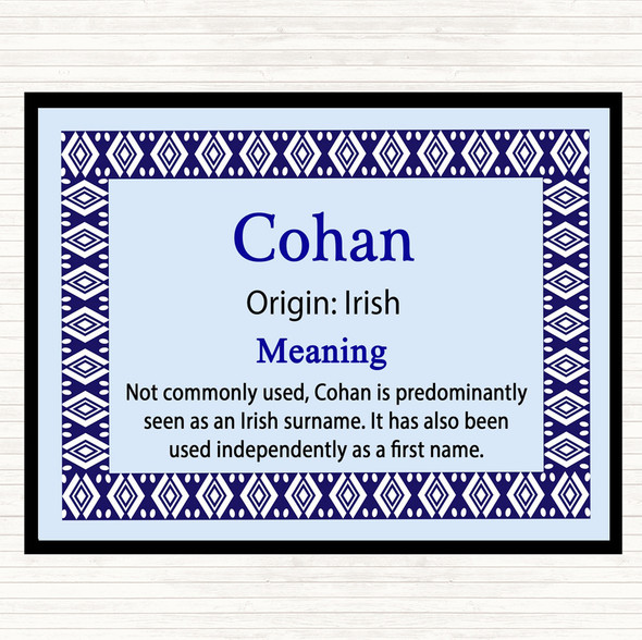Cohan Name Meaning Dinner Table Placemat Blue