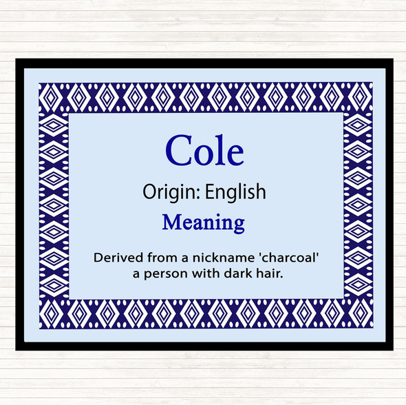 Cole Name Meaning Dinner Table Placemat Blue