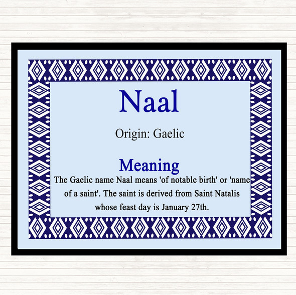Naal Name Meaning Dinner Table Placemat Blue