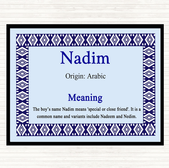 Nadim Name Meaning Dinner Table Placemat Blue