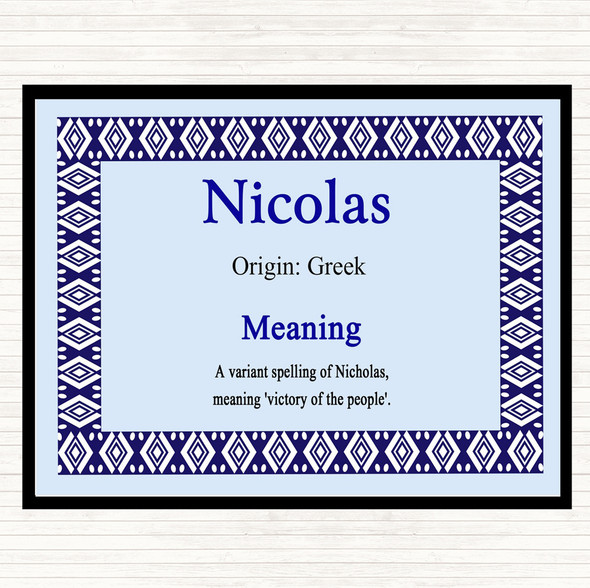 Nicolas Name Meaning Dinner Table Placemat Blue