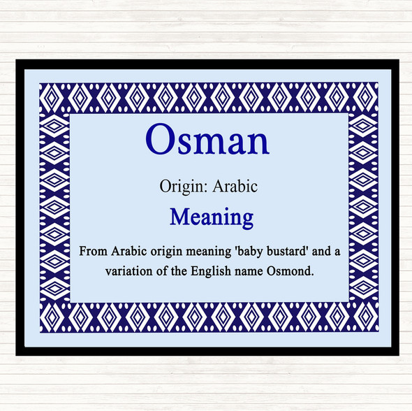 Osman Name Meaning Dinner Table Placemat Blue