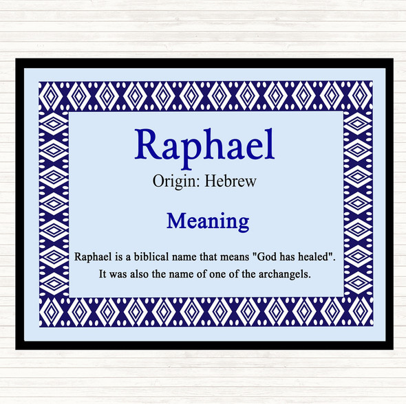 Raphael Name Meaning Dinner Table Placemat Blue