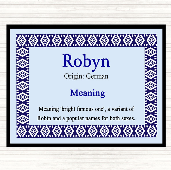 Robyn Name Meaning Dinner Table Placemat Blue