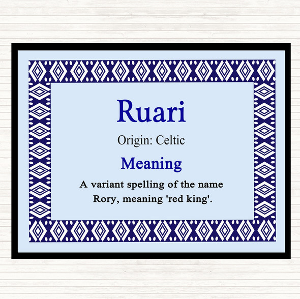 Ruari Name Meaning Dinner Table Placemat Blue