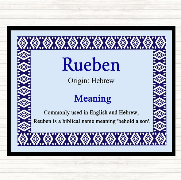 Rueben Name Meaning Dinner Table Placemat Blue