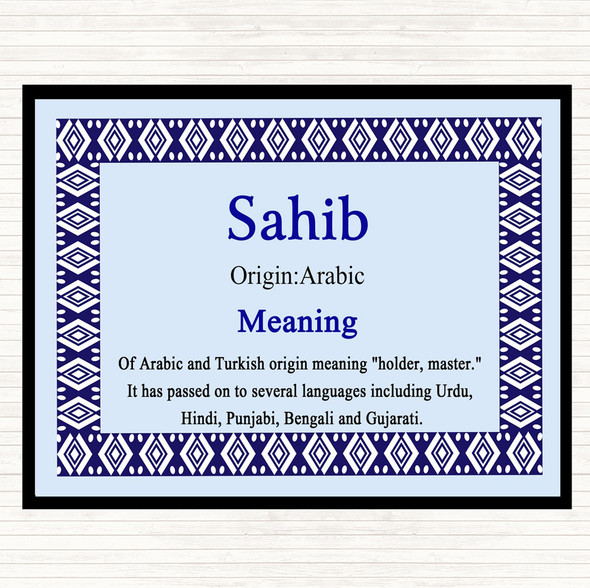 Sahib Name Meaning Dinner Table Placemat Blue