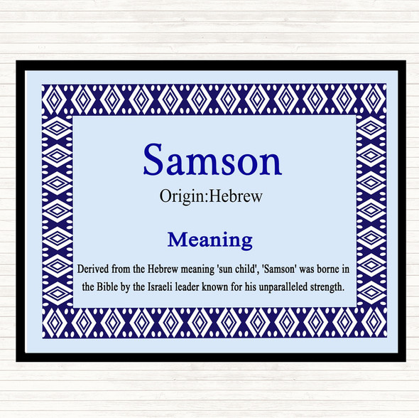 Samson Name Meaning Dinner Table Placemat Blue