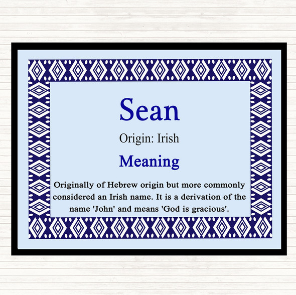 Sean Name Meaning Dinner Table Placemat Blue