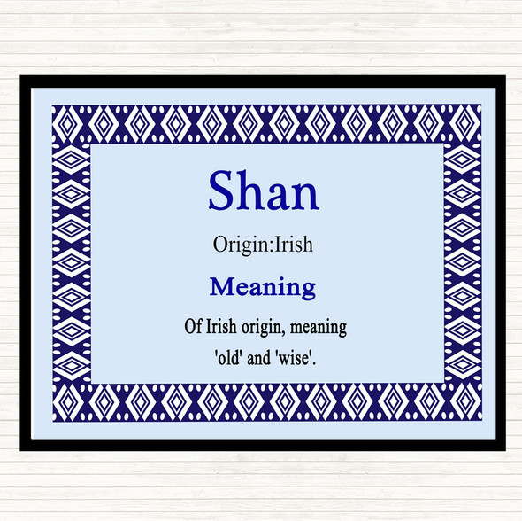 Shan Name Meaning Dinner Table Placemat Blue