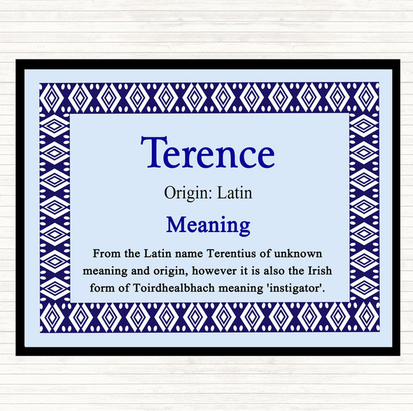 Terence Name Meaning Dinner Table Placemat Blue