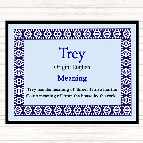 Trey Name Meaning Dinner Table Placemat Blue