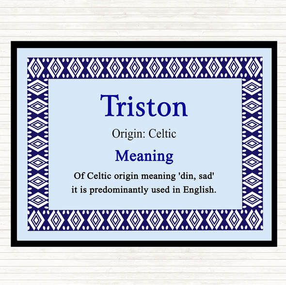 Triston Name Meaning Dinner Table Placemat Blue