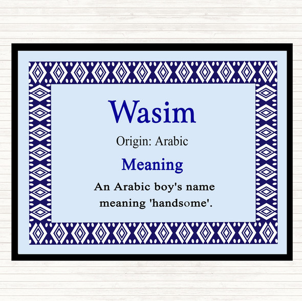Wasim Name Meaning Dinner Table Placemat Blue