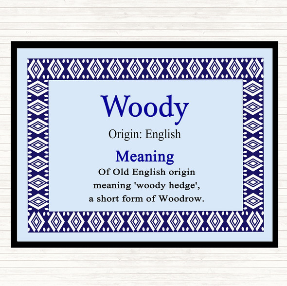 Woody Name Meaning Dinner Table Placemat Blue