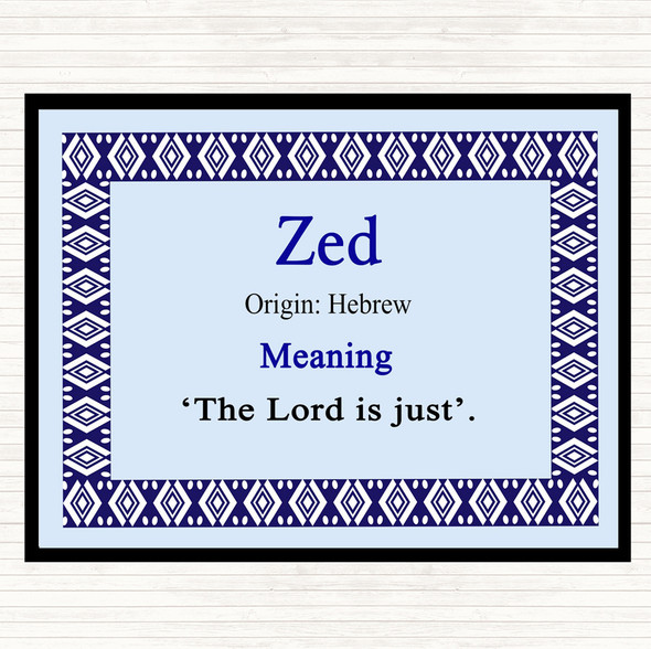 Zed Name Meaning Dinner Table Placemat Blue