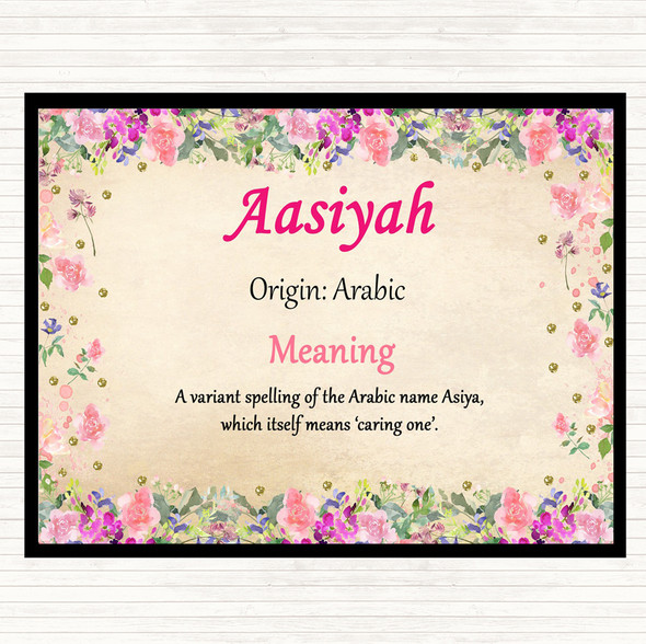 Aasiyah Name Meaning Dinner Table Placemat Floral