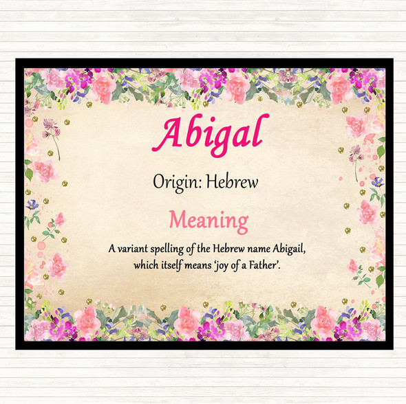 Abigal Name Meaning Dinner Table Placemat Floral