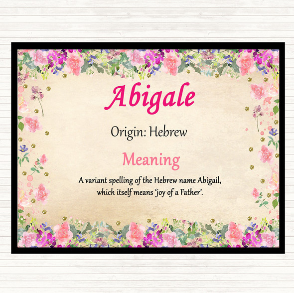 Abigale Name Meaning Dinner Table Placemat Floral