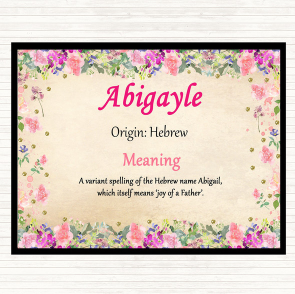 Abigayle Name Meaning Dinner Table Placemat Floral