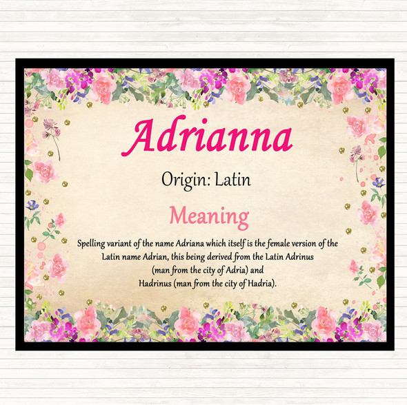 Adrianna Name Meaning Dinner Table Placemat Floral