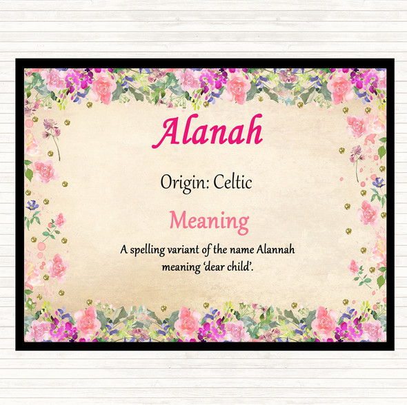 Alanah Name Meaning Dinner Table Placemat Floral