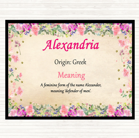 Alexandria Name Meaning Dinner Table Placemat Floral