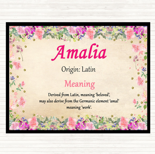 Amalia Name Meaning Dinner Table Placemat Floral