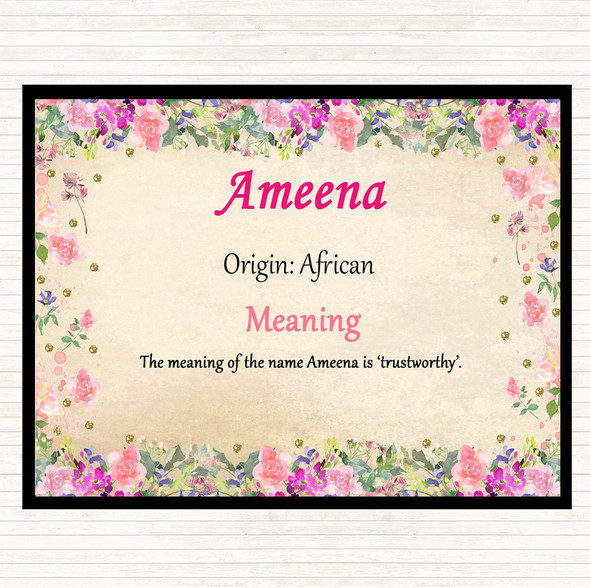 Ameena Name Meaning Dinner Table Placemat Floral
