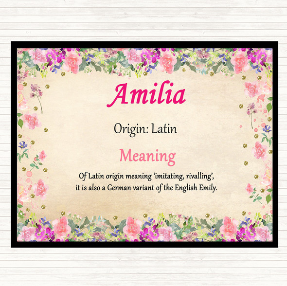 Amilia Name Meaning Dinner Table Placemat Floral