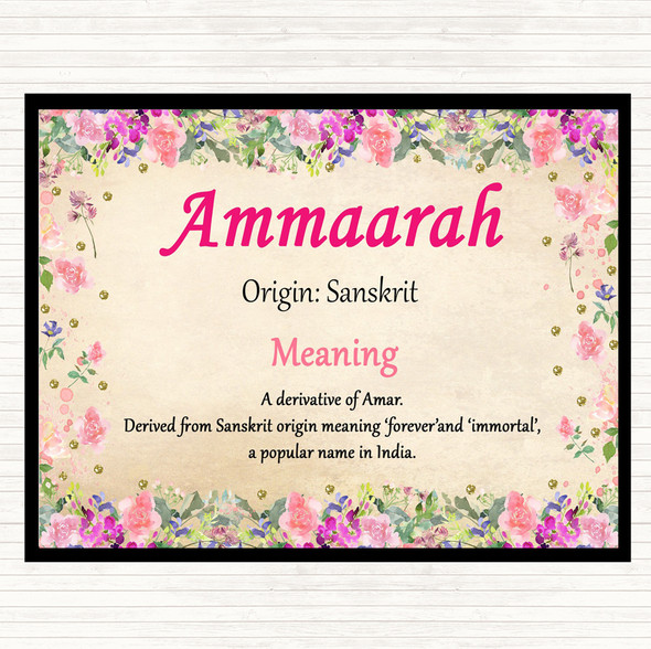 Ammaarah Name Meaning Dinner Table Placemat Floral