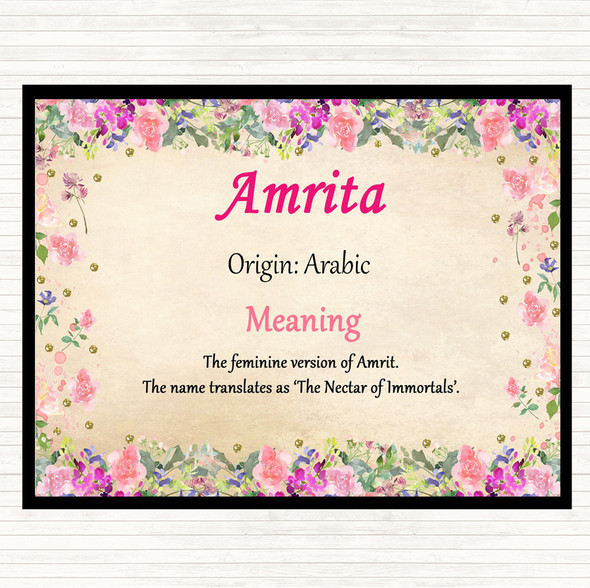 Amrita Name Meaning Dinner Table Placemat Floral