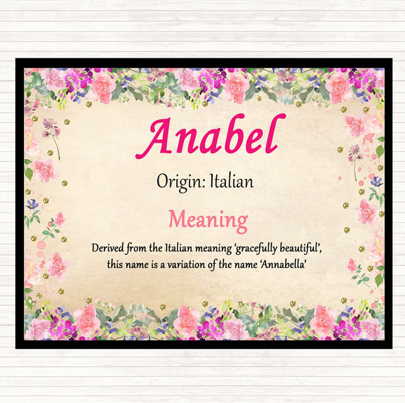 Anabel Name Meaning Dinner Table Placemat Floral