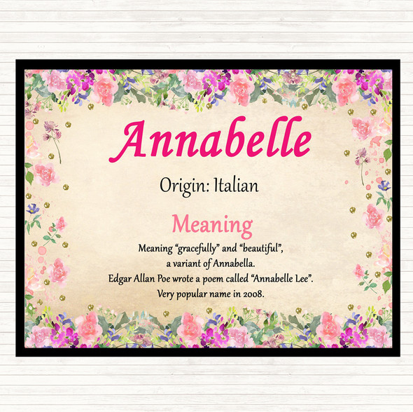Annabelle Name Meaning Dinner Table Placemat Floral
