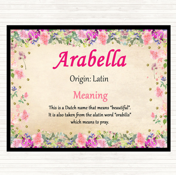 Arabella Name Meaning Dinner Table Placemat Floral