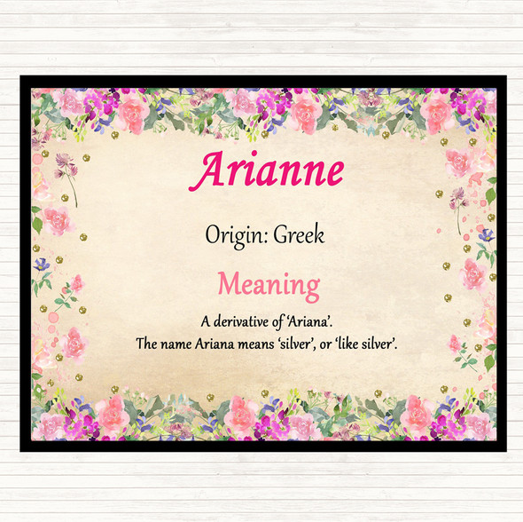 Arianne Name Meaning Dinner Table Placemat Floral