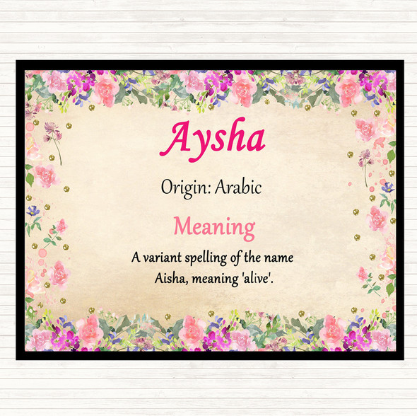Aysha Name Meaning Dinner Table Placemat Floral