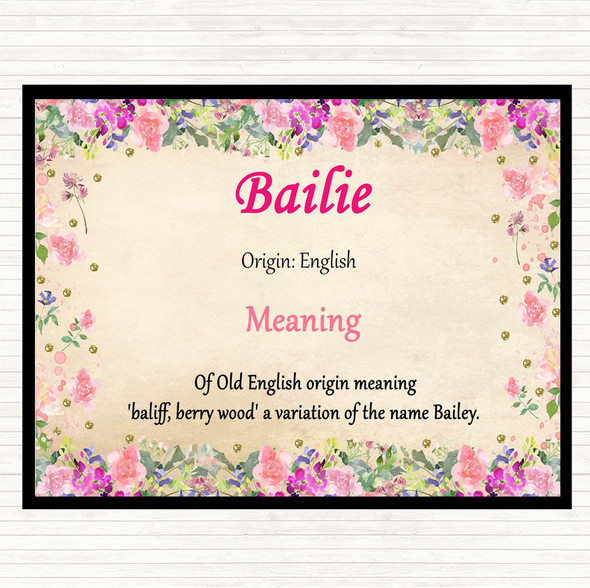 Bailie Name Meaning Dinner Table Placemat Floral