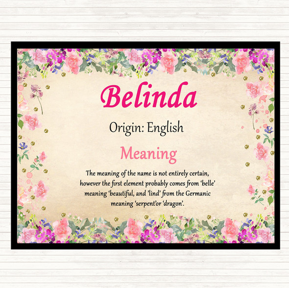 Belinda Name Meaning Dinner Table Placemat Floral