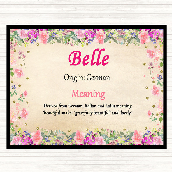 Belle Name Meaning Dinner Table Placemat Floral
