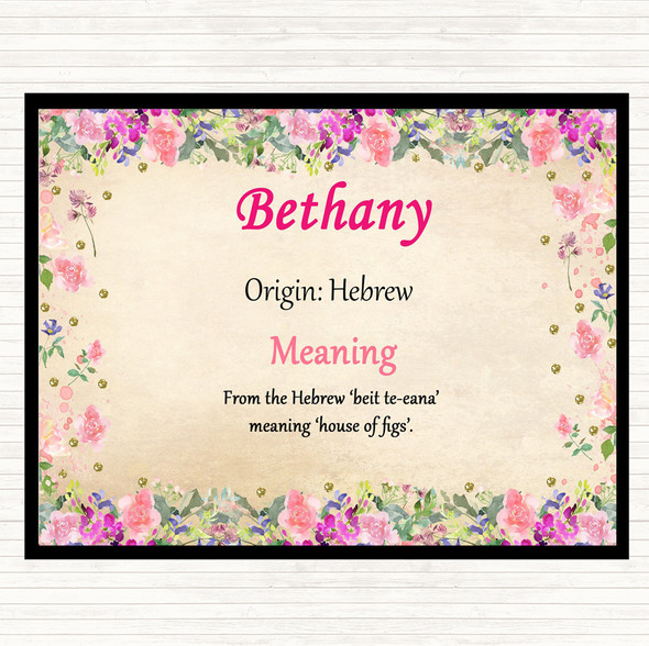 Bethany Name Meaning Dinner Table Placemat Floral