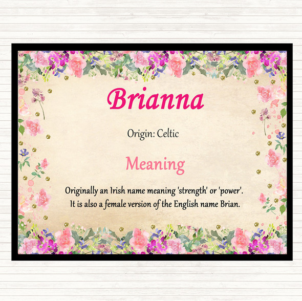 Brianna Name Meaning Dinner Table Placemat Floral