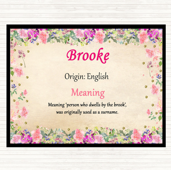 Brooke Name Meaning Dinner Table Placemat Floral