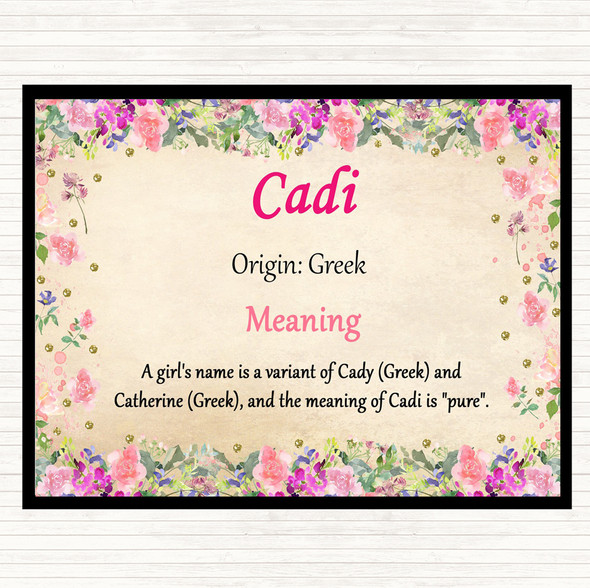 Cadi Name Meaning Dinner Table Placemat Floral